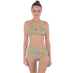 Fishes Cartoon Background Bandaged Up Bikini Set  by sifis