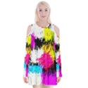 Colorful blurry paint strokes                   Velvet Long Sleeve Shoulder Cutout Dress View1