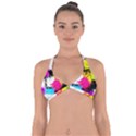 Colorful blurry paint strokes                        Halter Neck Bikini Top View1