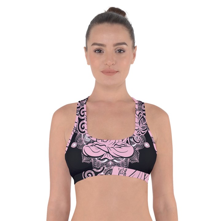 Ornate Buddha Cross Back Sports Bra