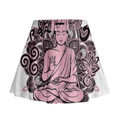 Ornate Buddha Mini Flare Skirt