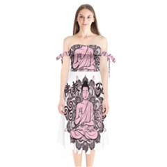 Ornate Buddha Shoulder Tie Bardot Midi Dress by Valentinaart