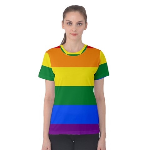 Pride Rainbow Flag Women s Cotton Tee by Valentinaart