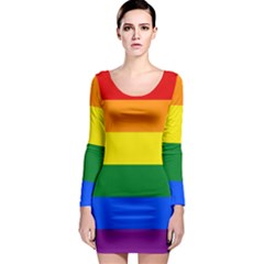 Pride Rainbow Flag Long Sleeve Bodycon Dress