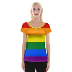 Pride Rainbow Flag Cap Sleeve Tops by Valentinaart