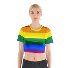 Pride Rainbow Flag Cotton Crop Top by Valentinaart