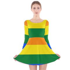 Pride Rainbow Flag Long Sleeve Velvet Skater Dress by Valentinaart