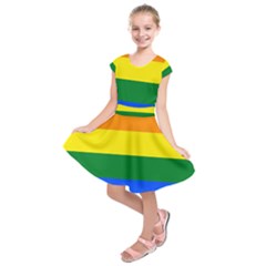 Pride Rainbow Flag Kids  Short Sleeve Dress by Valentinaart