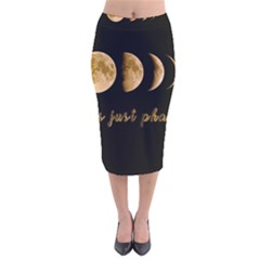 Moon phases  Velvet Midi Pencil Skirt