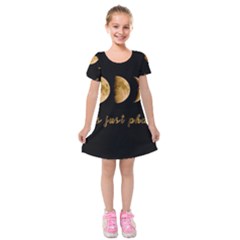 Moon Phases  Kids  Short Sleeve Velvet Dress by Valentinaart