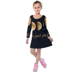 Moon Phases  Kids  Long Sleeve Velvet Dress by Valentinaart