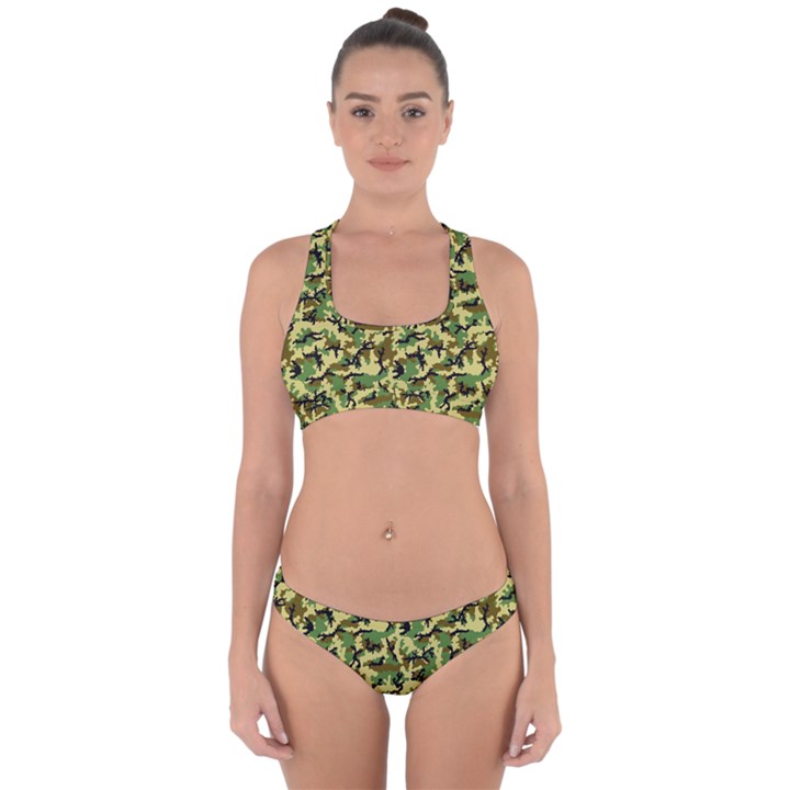 Camo Woodland Cross Back Hipster Bikini Set