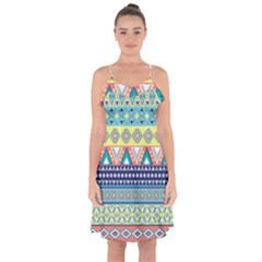 Tribal Print Ruffle Detail Chiffon Dress by BangZart