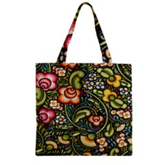 Bohemia Floral Pattern Zipper Grocery Tote Bag by BangZart