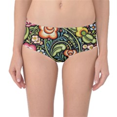 Bohemia Floral Pattern Mid-waist Bikini Bottoms by BangZart