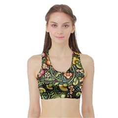 Bohemia Floral Pattern Sports Bra With Border