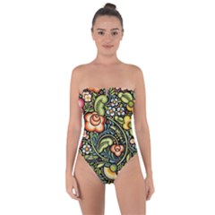 Bohemia Floral Pattern Tie Back One Piece Swimsuit by BangZart