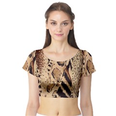 Animal Fabric Patterns Short Sleeve Crop Top (tight Fit) by BangZart