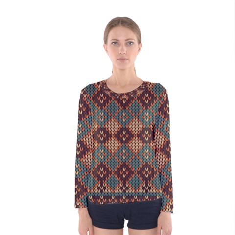 Knitted Pattern Women s Long Sleeve Tee by BangZart