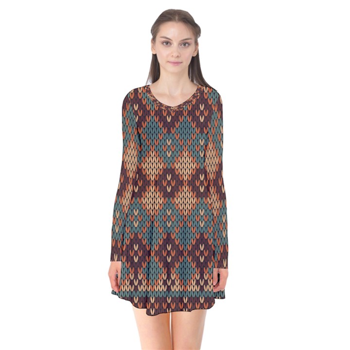 Knitted Pattern Flare Dress