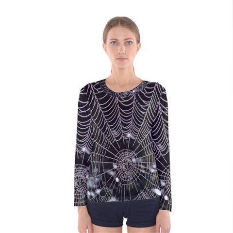 Spider Web Wallpaper 14 Women s Long Sleeve Tee by BangZart