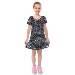 Spider Web Wallpaper 14 Kids  Short Sleeve Velvet Dress by BangZart