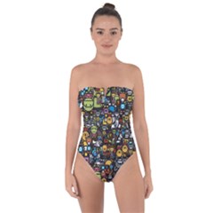 Many Funny Animals Tie Back One Piece Swimsuit