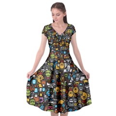 Many Funny Animals Cap Sleeve Wrap Front Dress by BangZart