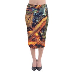 Hdri City Velvet Midi Pencil Skirt by BangZart