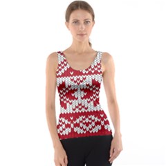 Crimson Knitting Pattern Background Vector Tank Top by BangZart