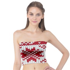 Crimson Knitting Pattern Background Vector Tube Top by BangZart