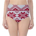 Crimson Knitting Pattern Background Vector High-Waist Bikini Bottoms View1