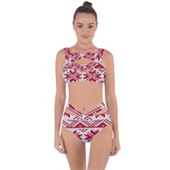 Crimson Knitting Pattern Background Vector Bandaged Up Bikini Set 