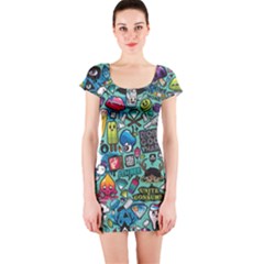 Comics Short Sleeve Bodycon Dress by BangZart