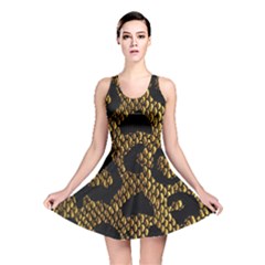 Metallic Snake Skin Pattern Reversible Skater Dress by BangZart