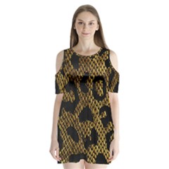 Metallic Snake Skin Pattern Shoulder Cutout Velvet  One Piece by BangZart