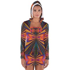 Casanova Abstract Art Colors Cool Druffix Flower Freaky Trippy Women s Long Sleeve Hooded T-shirt by BangZart