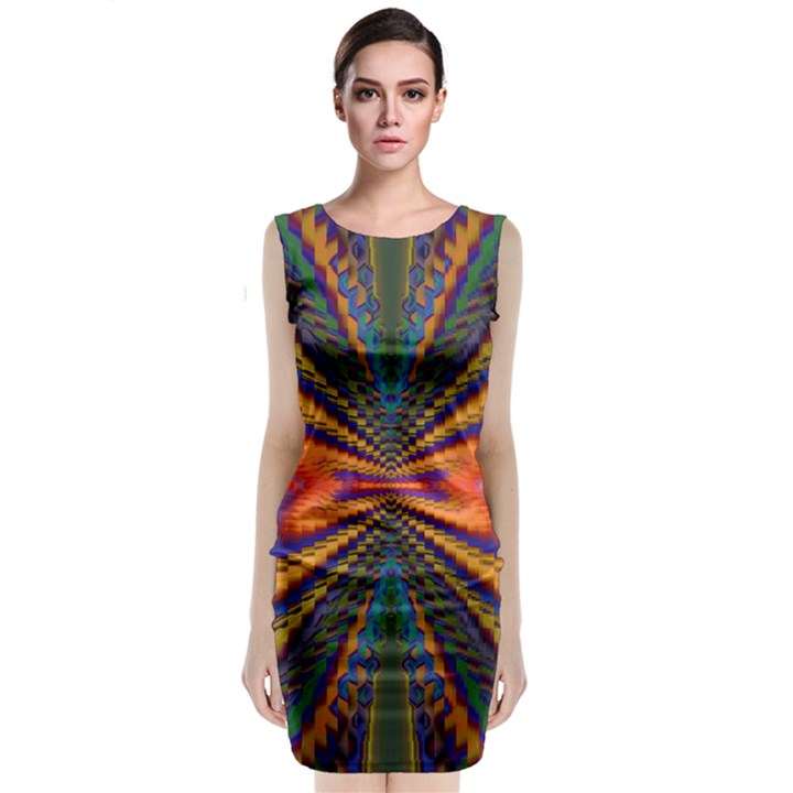 Casanova Abstract Art Colors Cool Druffix Flower Freaky Trippy Sleeveless Velvet Midi Dress