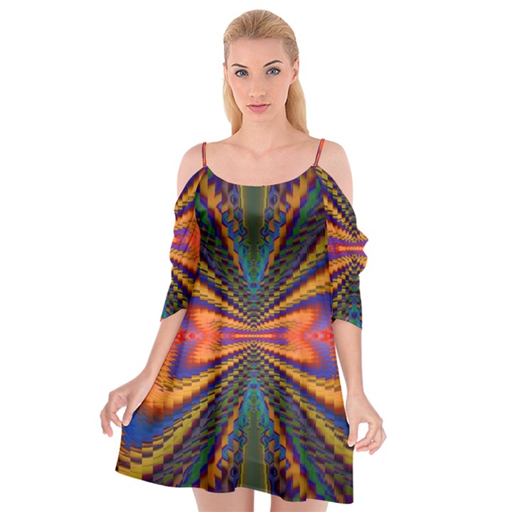 Casanova Abstract Art Colors Cool Druffix Flower Freaky Trippy Cutout Spaghetti Strap Chiffon Dress