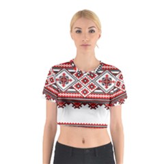 Consecutive Knitting Patterns Vector Cotton Crop Top by BangZart