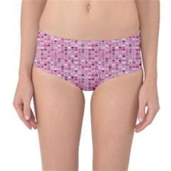 Abstract Pink Squares Mid-waist Bikini Bottoms by BangZart