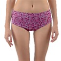 Abstract Pink Squares Reversible Mid-Waist Bikini Bottoms View1