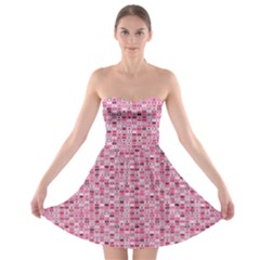 Abstract Pink Squares Strapless Bra Top Dress by BangZart