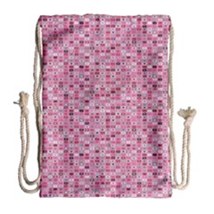 Abstract Pink Squares Drawstring Bag (large) by BangZart