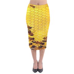 Sweden Honey Velvet Midi Pencil Skirt by BangZart