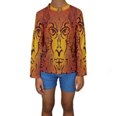 Lion Man Tribal Kids  Long Sleeve Swimwear by BangZart