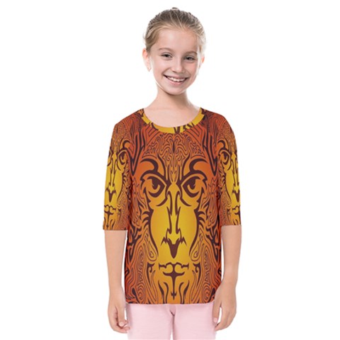 Lion Man Tribal Kids  Quarter Sleeve Raglan Tee by BangZart