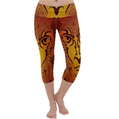 Lion Man Tribal Capri Yoga Leggings by BangZart