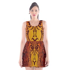 Lion Man Tribal Scoop Neck Skater Dress by BangZart