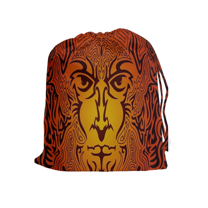 Lion Man Tribal Drawstring Pouches (Extra Large)